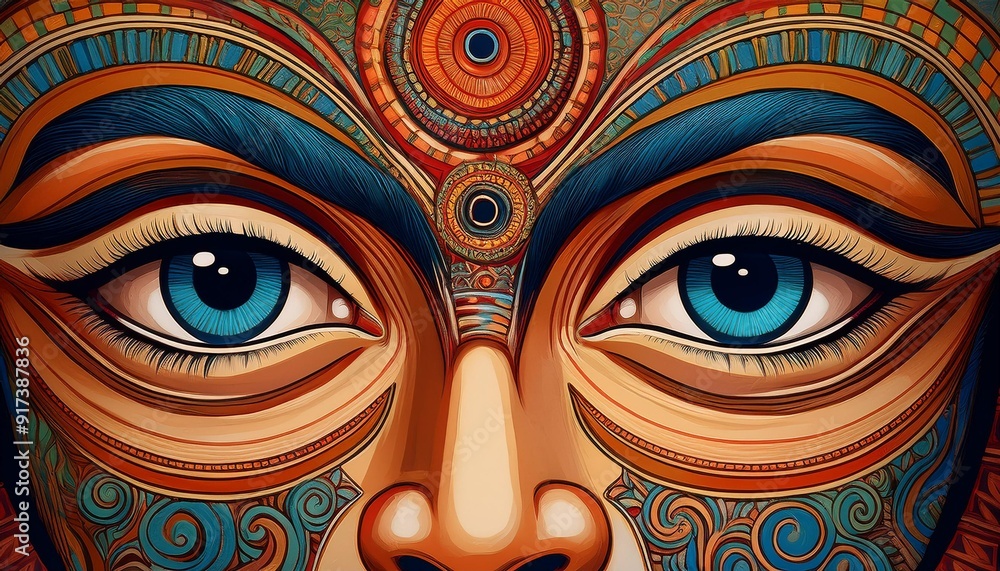 Eyes in Traditional Art- eyes incorporated into traditional art styles from various cultures, like Indian, African, or Japanese art, blending modern and traditional aesthetics Eyes in Traditional Art- eyes incorporated into traditional art styles from various cultures, like Indian, African, or Japanese art, blending modern and traditional aesthetics