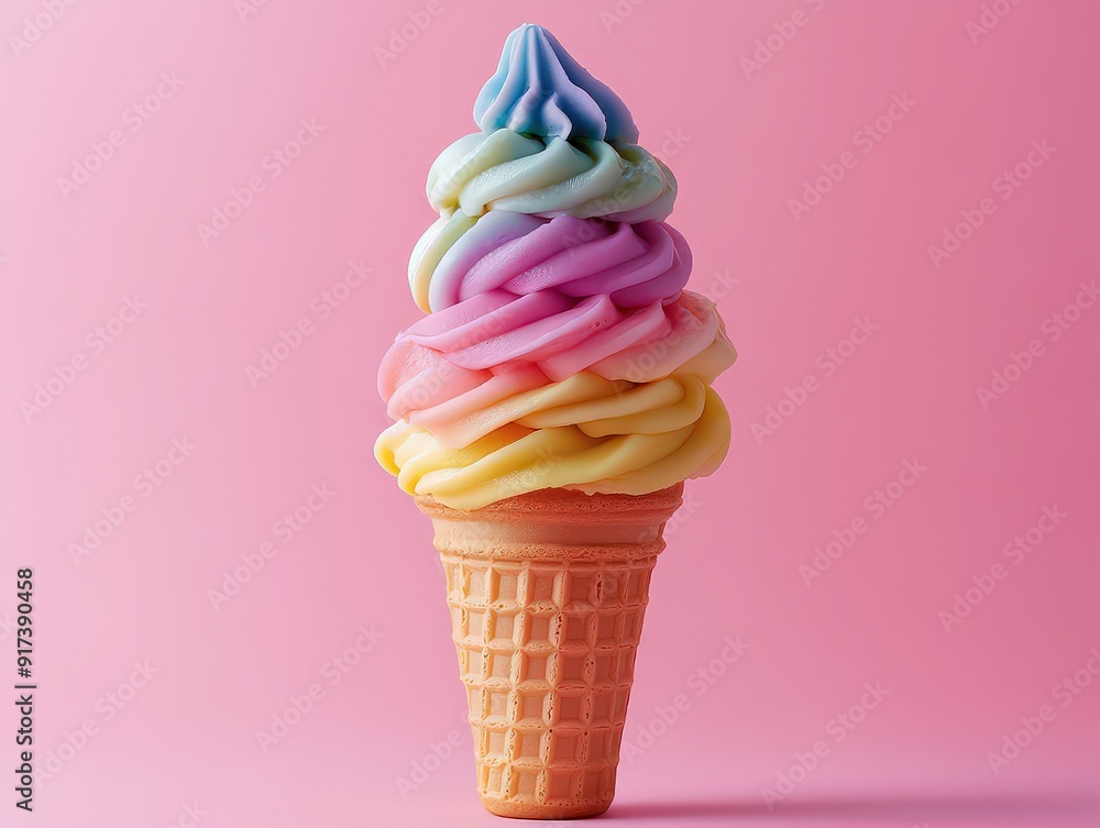 ice cream cone with scoops that shift colors and patterns, changing with each bite, creating a visually mesmerizing experience. ice cream cone with scoops that shift colors and patterns, changing with each bite, creating a visually mesmerizing experience.