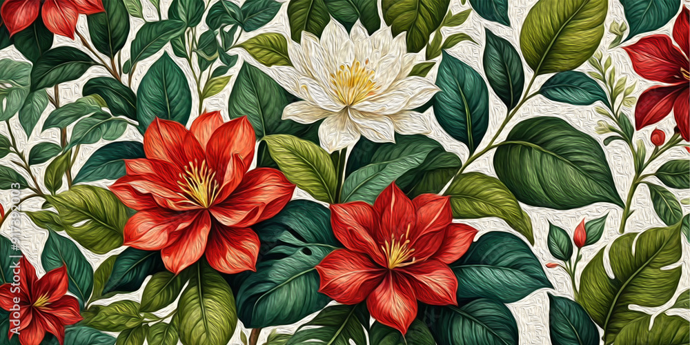 Oil painting . Artistic brush strokes. Botanical pattern for printing on wall decorations. Generated by Ai Oil painting . Artistic brush strokes. Botanical pattern for printing on wall decorations. Generated by Ai