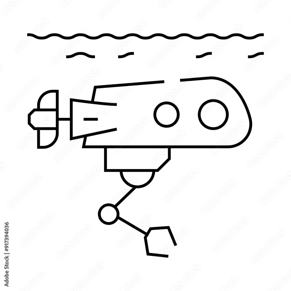 underwater robot line icon vector. underwater robot sign. isolated contour symbol black illustration underwater robot line icon vector. underwater robot sign. isolated contour symbol black illustration