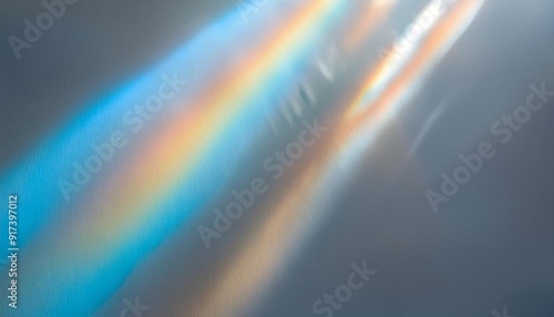 sunlight background abstract photo with light and shadow glare and shine on paper texture rainbow flare from sun gray blue minimal aesthetic fon natural light and caustic effects