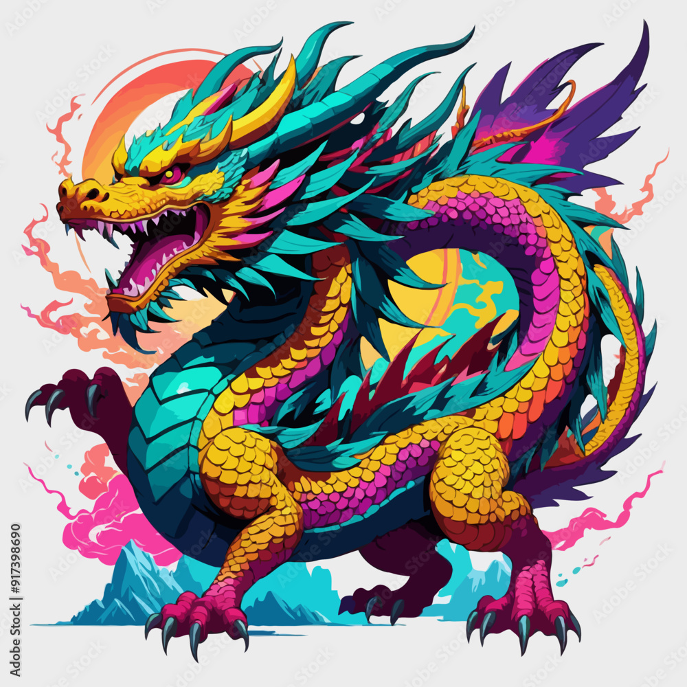 Chinese dragon illustration vector Chinese dragon illustration vector
