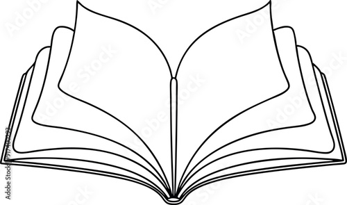Minimalist Open Book Outline Illustration on White Background