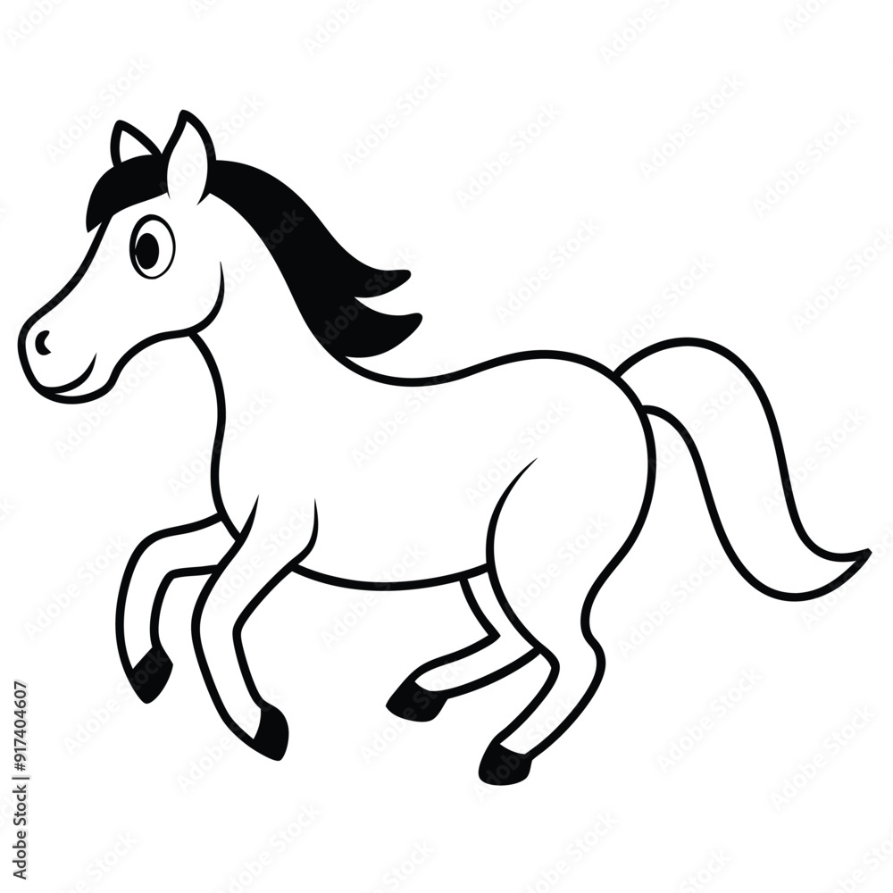 Obraz premium a funny running horse cartoon character, vector illustration clipart, 