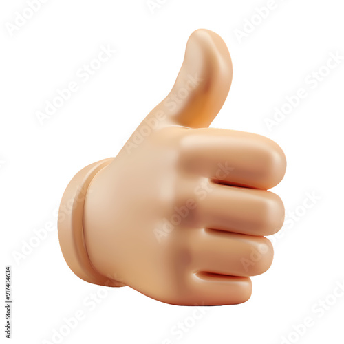 Simplified 3d icon of thumbs up clip art