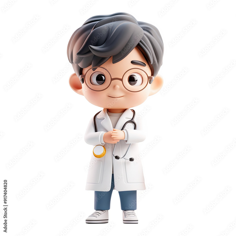 Cute 3D Cartoon Doctor Character Wearing Glasses and Stethoscope for Healthcare, Medical, and Wellness Projects with Transparent PNG Background Cute 3D Cartoon Doctor Character Wearing Glasses and Stethoscope for Healthcare, Medical, and Wellness Projects with Transparent PNG Background