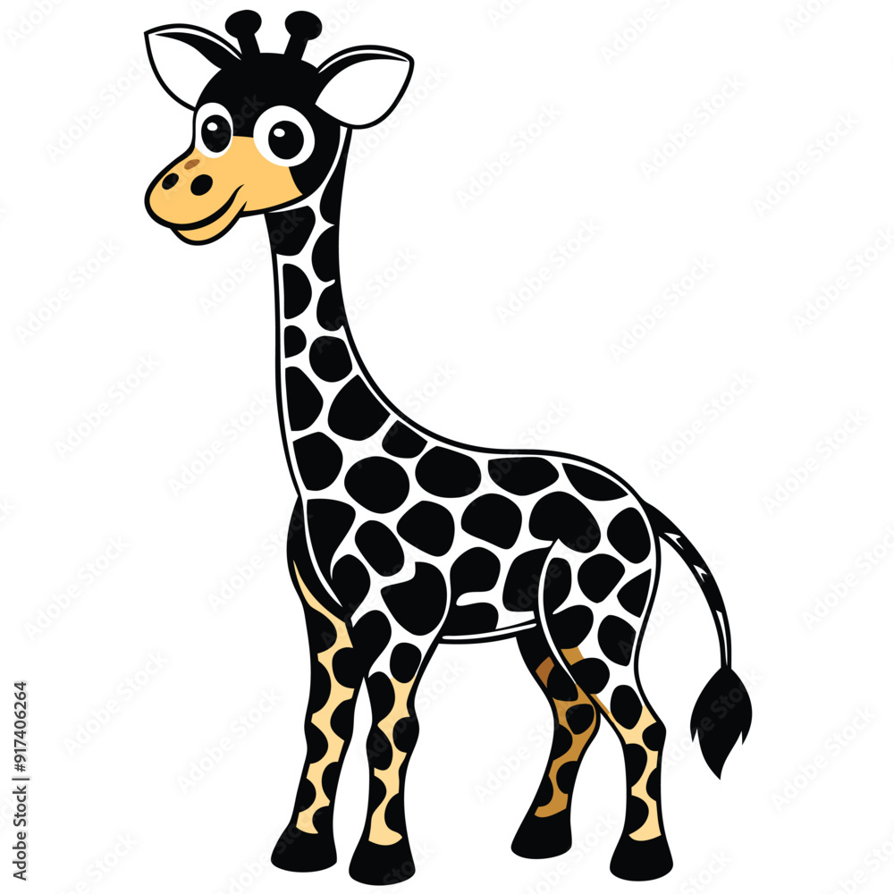 Obraz premium giraffe cartoon black color vector silhouette, 