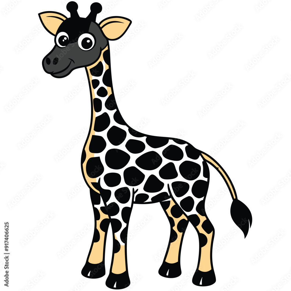 Obraz premium giraffe cartoon black color vector silhouette, 