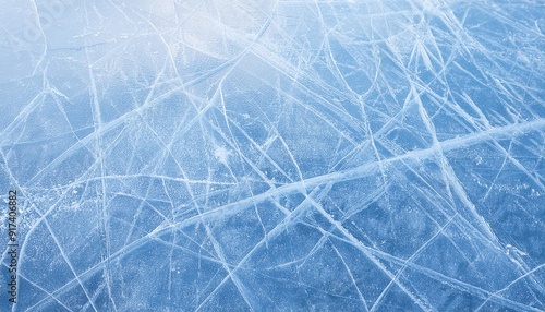 natural scratched ice at the ice rink as texture or background for winter composition large long picture