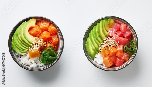 poke bowl salade on white background photo