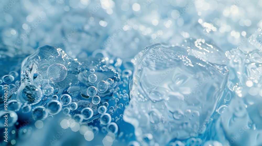 Ice cubes and bubbles in pristine water, captured in a macro shot that highlights the purity and refreshing essence of the frozen environment. Ice cubes and bubbles in pristine water, captured in a macro shot that highlights the purity and refreshing essence of the frozen environment.