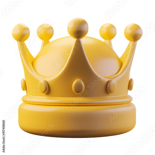 Yellow gold king crown 3d icon clip art