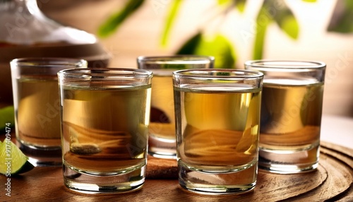 glasses of cachaca served on the table photo