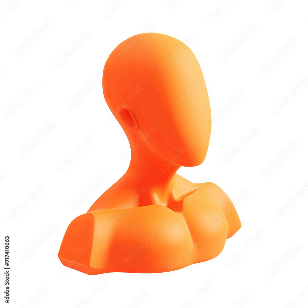 3D Rendered Minimalist Orange Male Mannequin Torso Isolated on Black Background for Fashion Design and Retail Display
