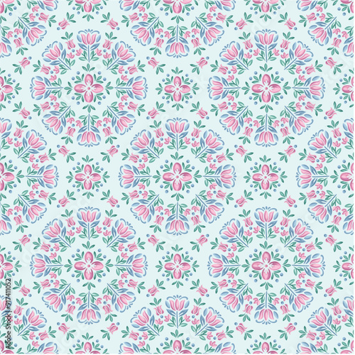 Watercolor medallion pattern floral damask pattern watercolor damask repeat vector file traditional pattern