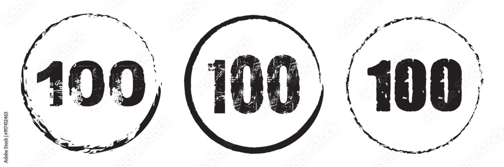 100 hundred point text vector icon template red brush color for social ...