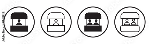 
 Save to Library
 Download Preview Preview Crop
 Find Similar
 
File #:  727000777
Transparent PNG available
Sales booth icon set. promo information stall with man line or flat sign. show ticket wind