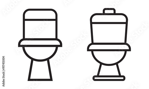 Toilet line icon bowl sanitaryware vector bathroom. Bidet toilet line icon