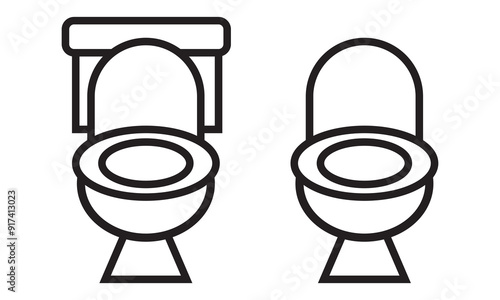 Toilet line icon bowl sanitaryware vector bathroom. Bidet toilet line icon