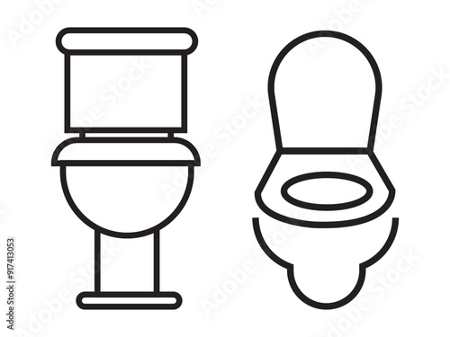 Toilet line icon bowl sanitaryware vector bathroom. Bidet toilet line icon