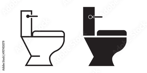 Toilet line icon bowl sanitaryware vector bathroom. Bidet toilet line icon