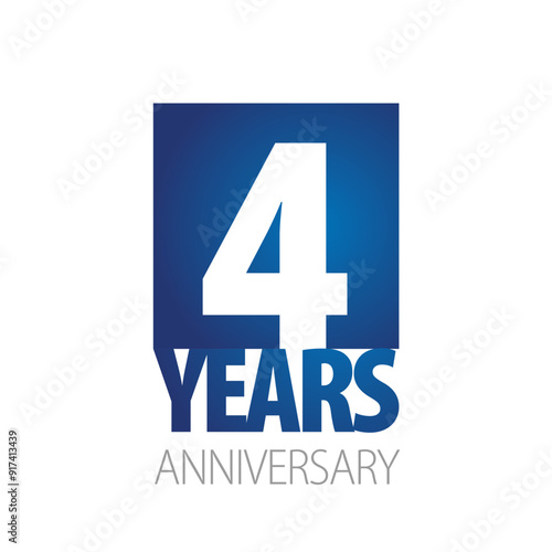 4 Years Anniversary blue white logo icon banner
