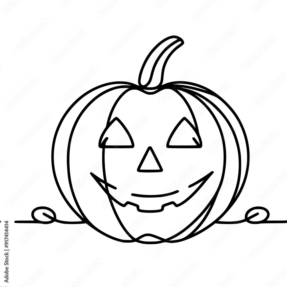 Simply a vector outline image of a smiling Jack-O-Lantern on a white background, close up, symbolizing Halloween and the fall holidays. Simply a vector outline image of a smiling Jack-O-Lantern on a white background, close up, symbolizing Halloween and the fall holidays.