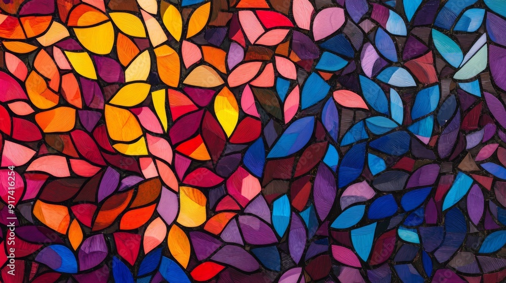 Abstract stained glass art with colorful leaf Abstract stained glass art with colorful leaf