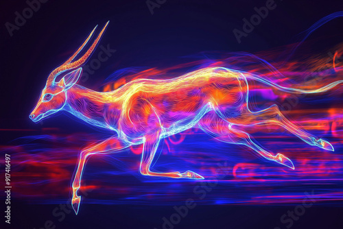 Neon Antelope in Full Speed with Bright Details