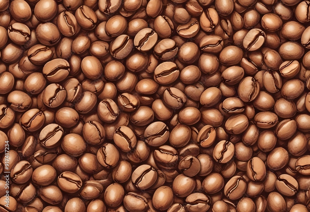 Close-up of roasted coffee beans, with their rich brown color and textured surfaces filling the frame Close-up of roasted coffee beans, with their rich brown color and textured surfaces filling the frame
