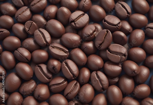 Close-up of roasted coffee beans, with their rich brown color and textured surfaces filling the frame photo