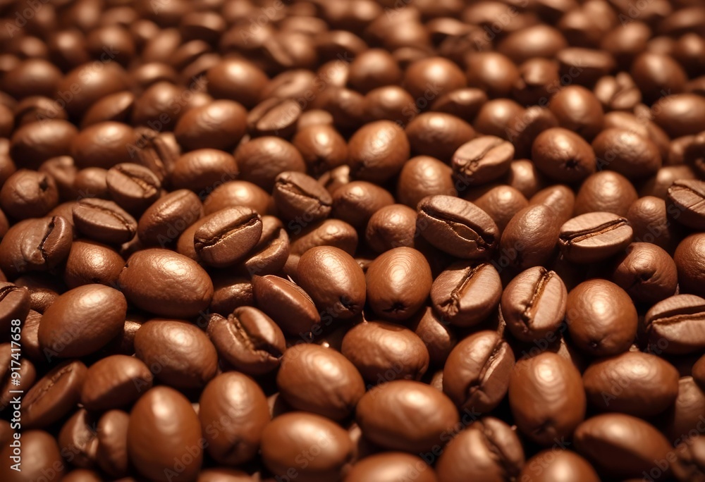 Close-up of roasted coffee beans, with their rich brown color and textured surfaces filling the frame Close-up of roasted coffee beans, with their rich brown color and textured surfaces filling the frame