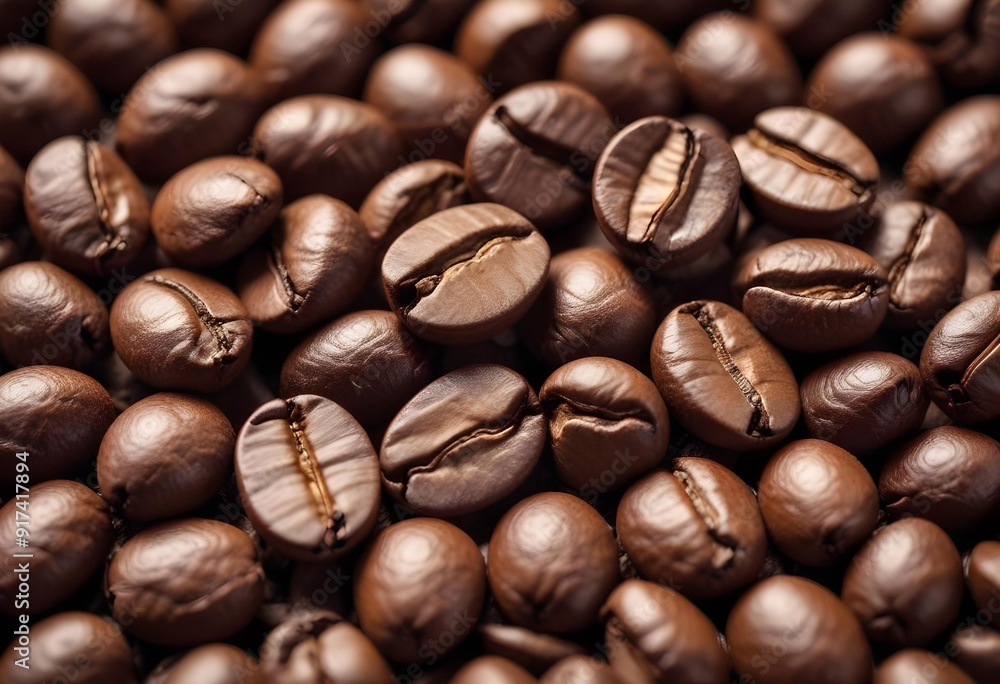 Close-up of roasted coffee beans, with their rich brown color and textured surfaces filling the frame Close-up of roasted coffee beans, with their rich brown color and textured surfaces filling the frame