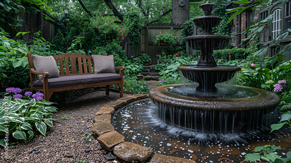 A peaceful garden scene showcasing a rustic bench nestled among vibrant plants and blooming flowers, perfect for contemplation. A peaceful garden scene showcasing a rustic bench nestled among vibrant plants and blooming flowers, perfect for contemplation.