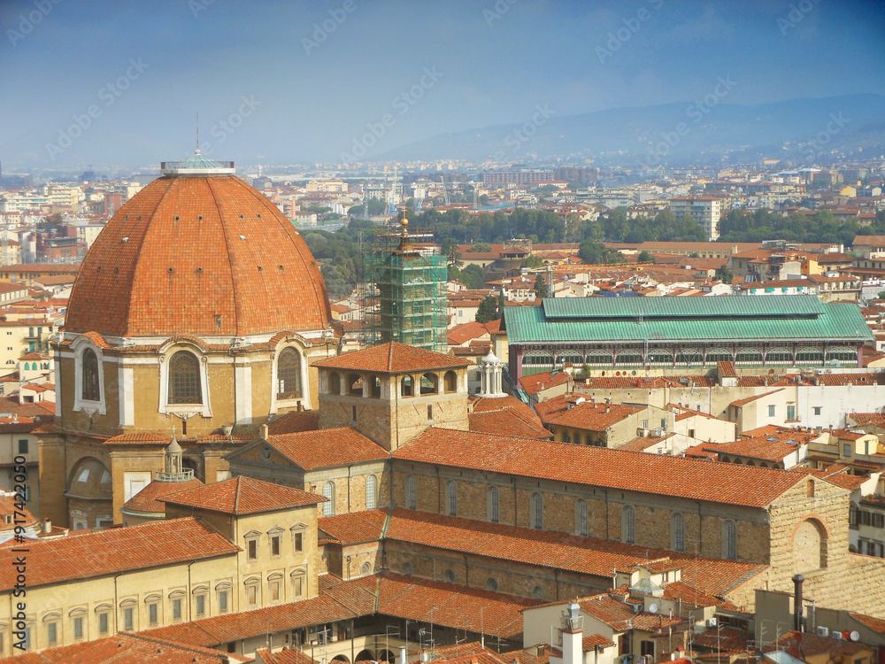 Fototapeta premium Areal view of the Florence, Italy, Shot made from Cathedral of Santa Maria del Fiore. Travel