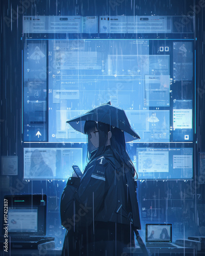 Beautiful and colorful anime character portrait
