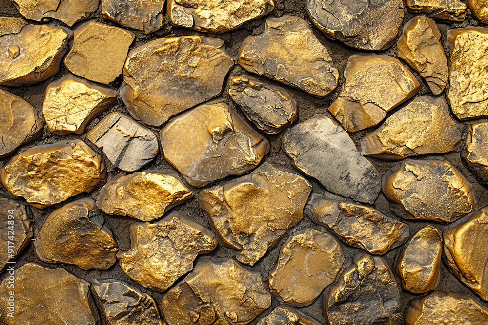A wall made of gold and stone, generative ai. A wall made of gold and stone, generative ai.