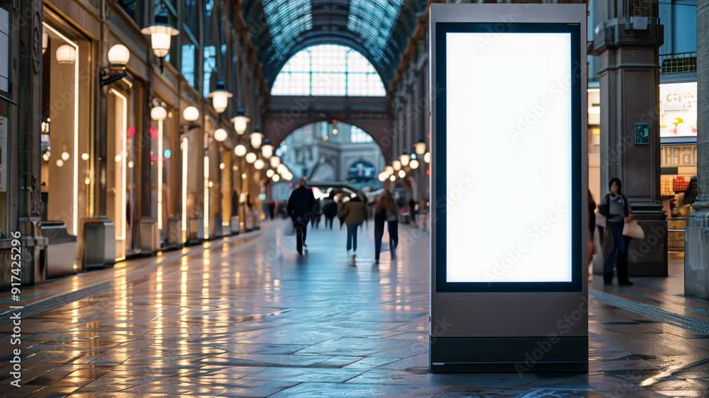Timelapse: Blank digital signage display in a public place, subway station, ideal for advertising personalization
