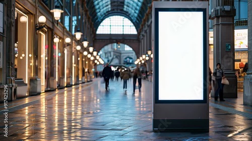 Timelapse: Blank digital signage display in a public place, subway station, ideal for advertising personalization