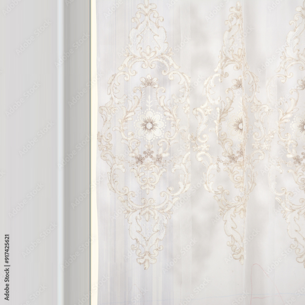 monochrome long curtains hang on the window of the living room or bedroom Beautiful curtain for decoration, luxury white and light green curtain isolated on white background with clipping path. monochrome long curtains hang on the window of the living room or bedroom Beautiful curtain for decoration, luxury white and light green curtain isolated on white background with clipping path.