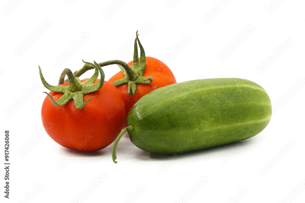 tomato and cucumber white background tomato and cucumber white background
