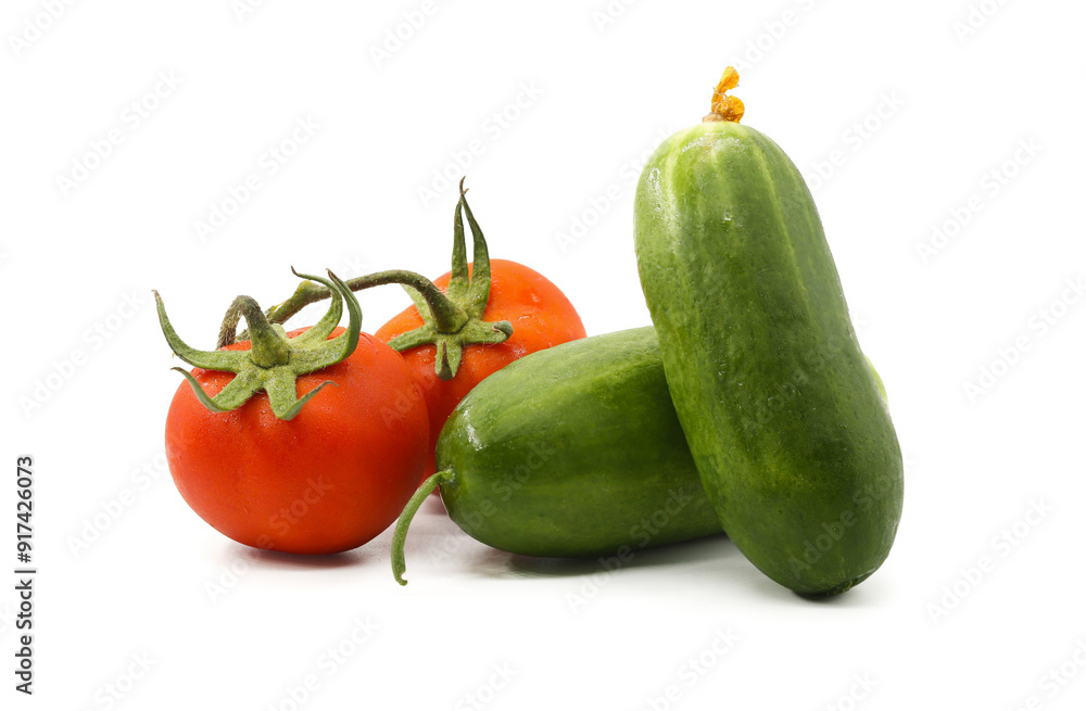 tomato and cucumber white background tomato and cucumber white background