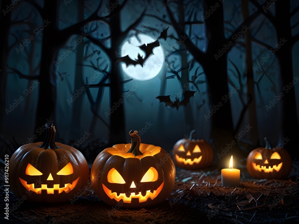 halloween background with pumpkin and bats halloween background with pumpkin and bats