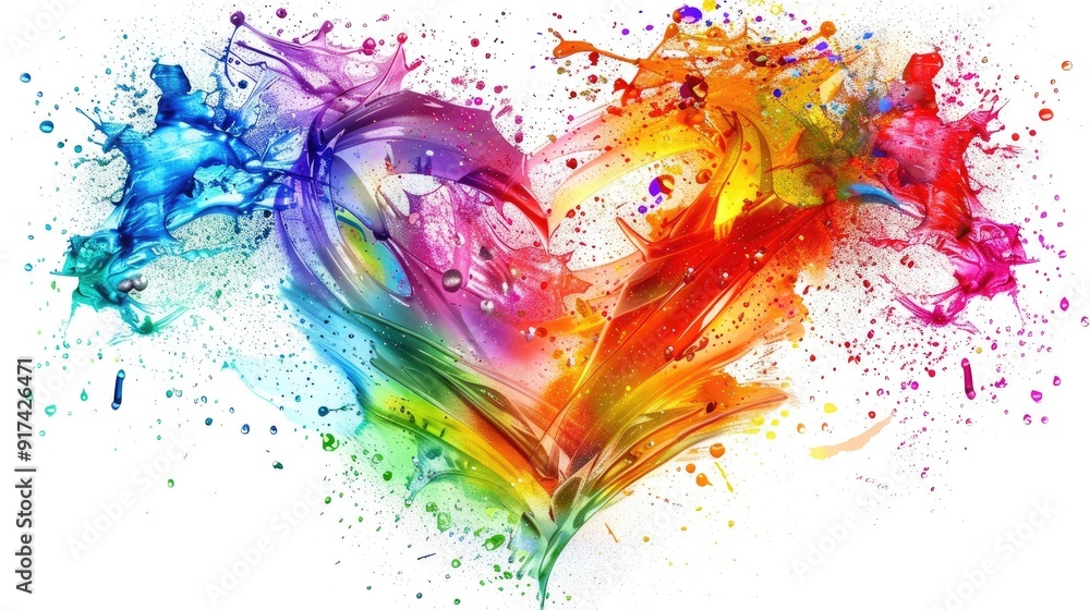 Colorful heart made of paint splashes Colorful heart made of paint splashes