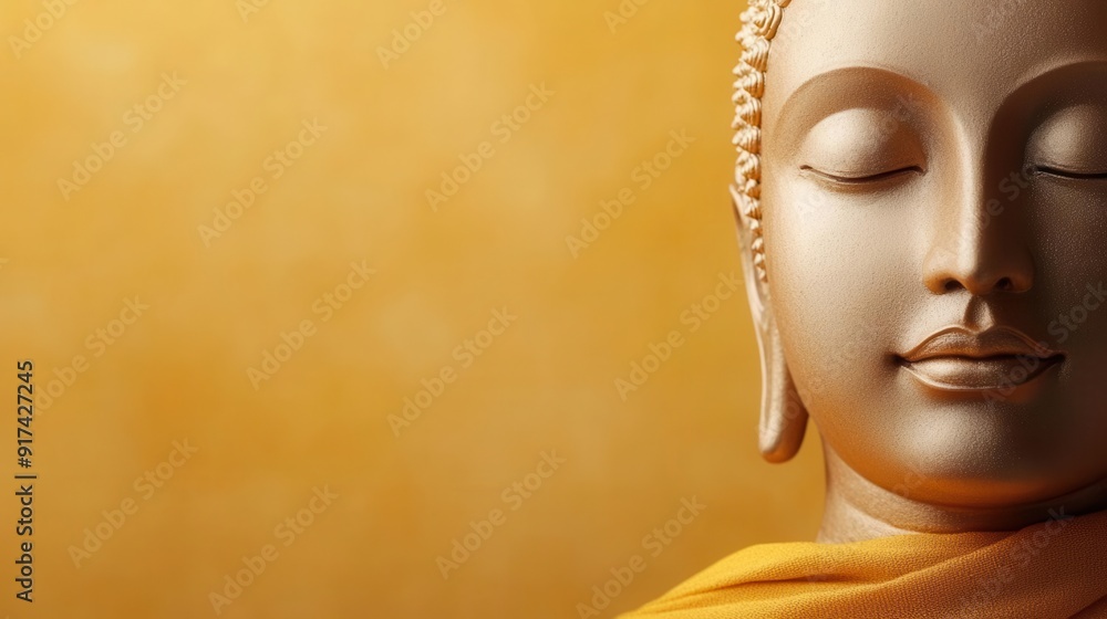 Peaceful Golden Buddha in deep thought, surrounded by a flowing, radiant golden energy Peaceful Golden Buddha in deep thought, surrounded by a flowing, radiant golden energy