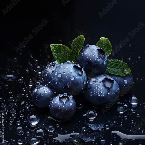 Wallpaper Mural Free photo closeup vertical shot of blueberries with water droplets and leaves
 Torontodigital.ca