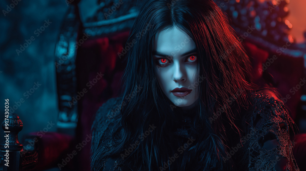 sinister man with glowing red eyes in gothic setting sinister man with glowing red eyes in gothic setting