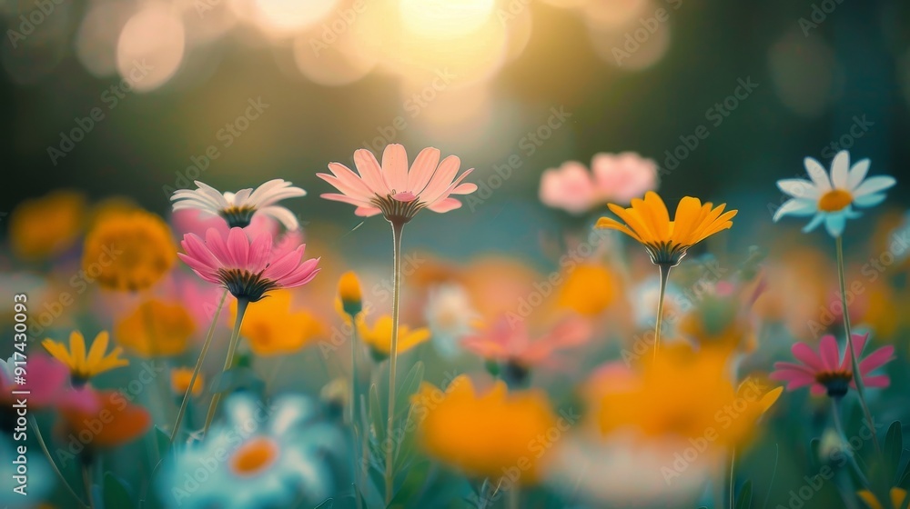 Obraz premium Colorful Wildflowers Blooming in a Spring Meadow