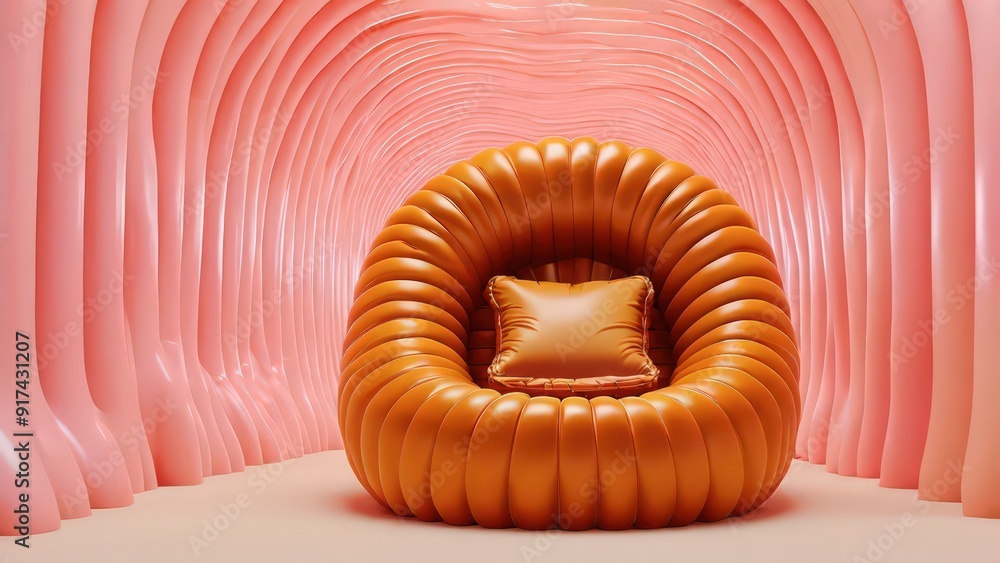 Abstract Orange Chair in Pink Tunnel. Abstract Orange Chair in Pink Tunnel.