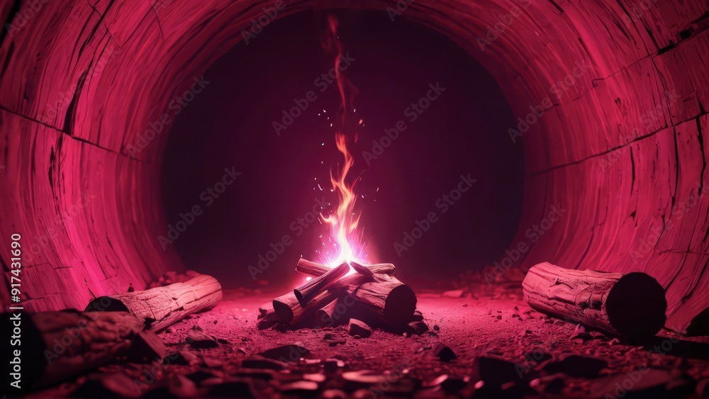 Obraz premium Fire in a Red Tunnel.